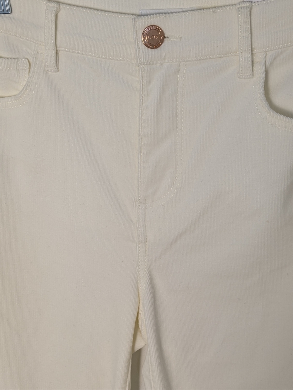 LOFT Women's High Waist Skinny Corduroy Pants Size 27/4 Off White Cream New - Picture 4 of 15